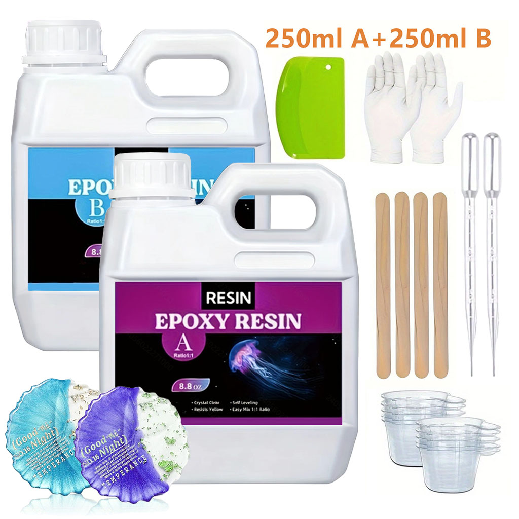 Resin Art Kit With Molds - 125ml/250ml Kristallklares Gießharz-Set, blasenfreies Epoxidharz für
