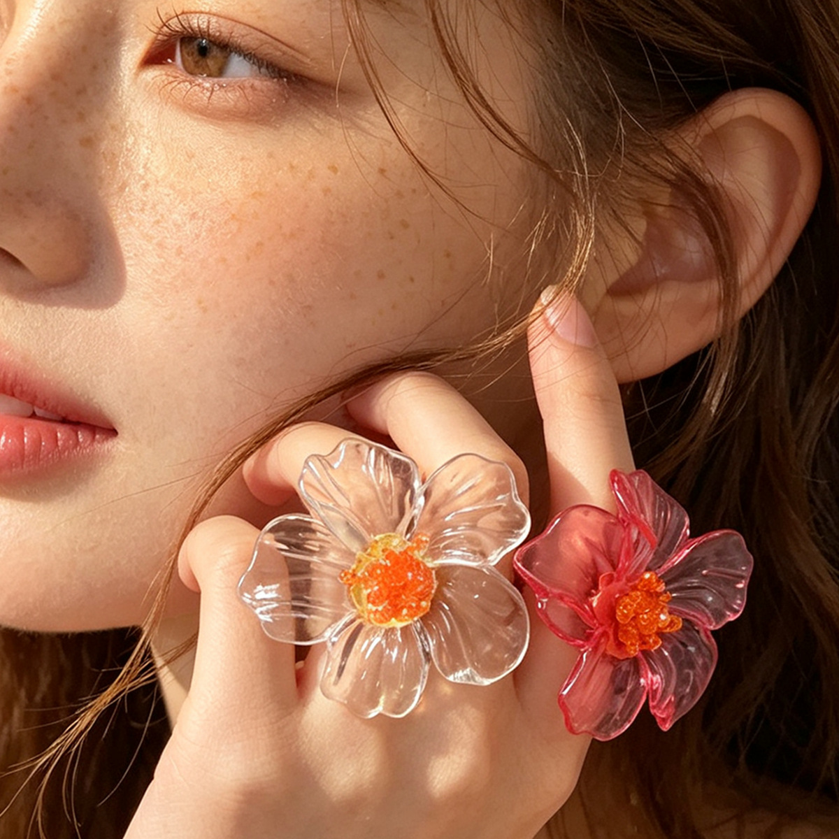 Resin Art Ring - Süße, niedliche, bunte Harz-Blütenringe für Frauen