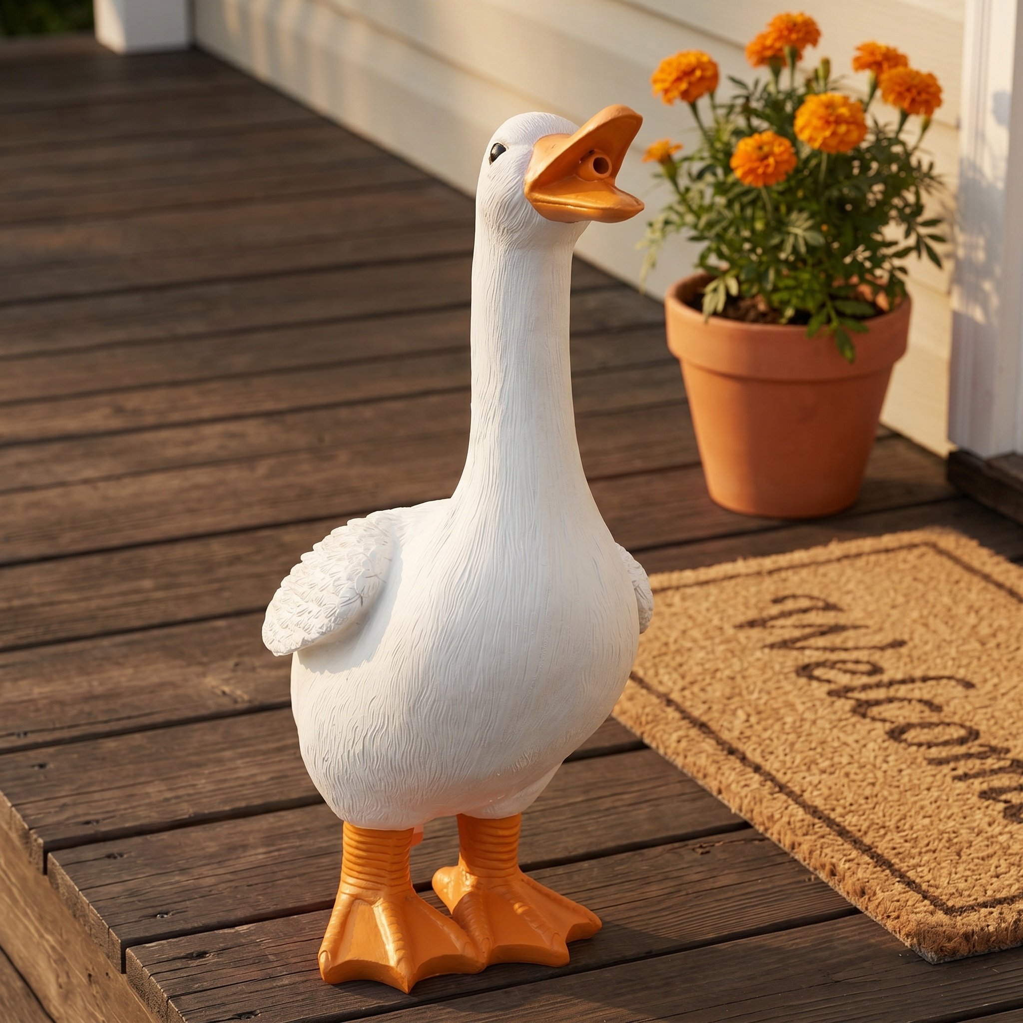 Resin Art And Decor - Enten-Statue aus Kunstharz, Outdoor-Teich-Sprudler, Garten-Tierskulptur, Wasserbrunnen,