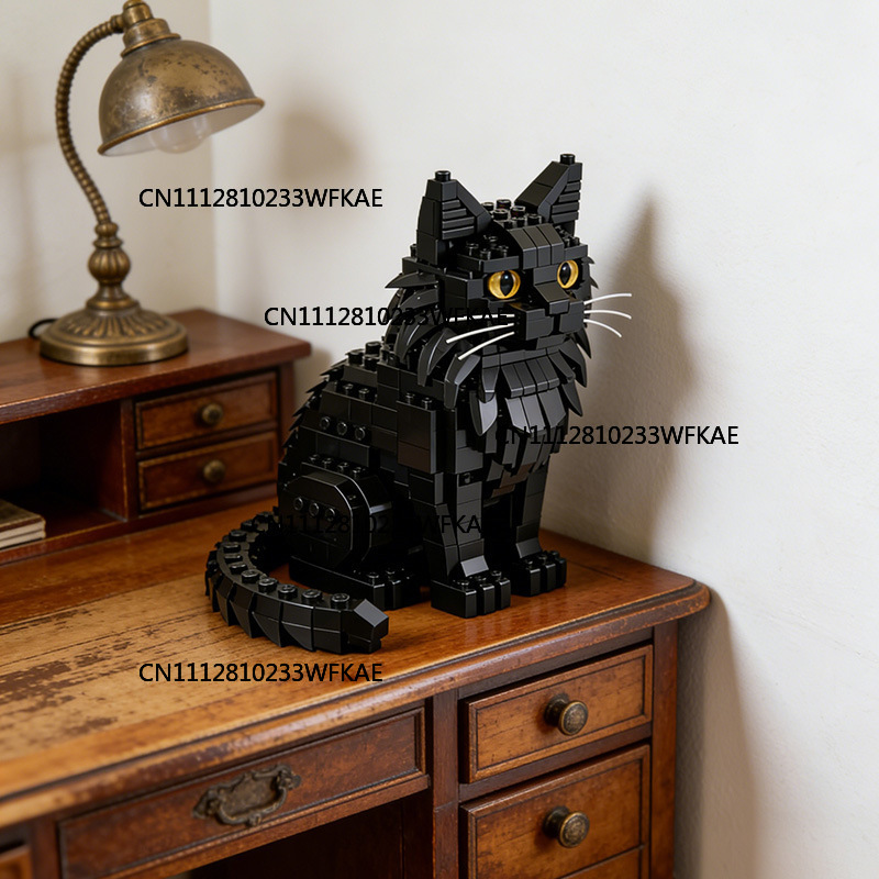 Resin Art And Decor - Tierfiguren-Bausteine, Zusammengebautes Maine-Coon-Katzenmodell, Kunstdekoration, Geschenk für