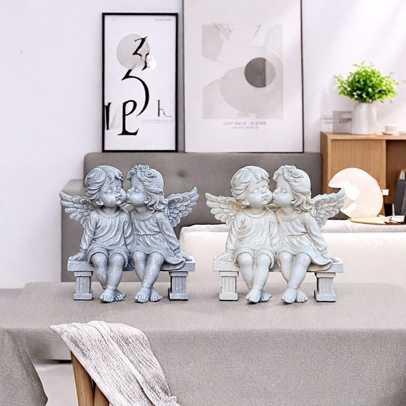 Resin Art Table - Harz-Liebesengel-Skulpturen und -Figuren, Romantische Wohndekoration, Vintage-Engel,