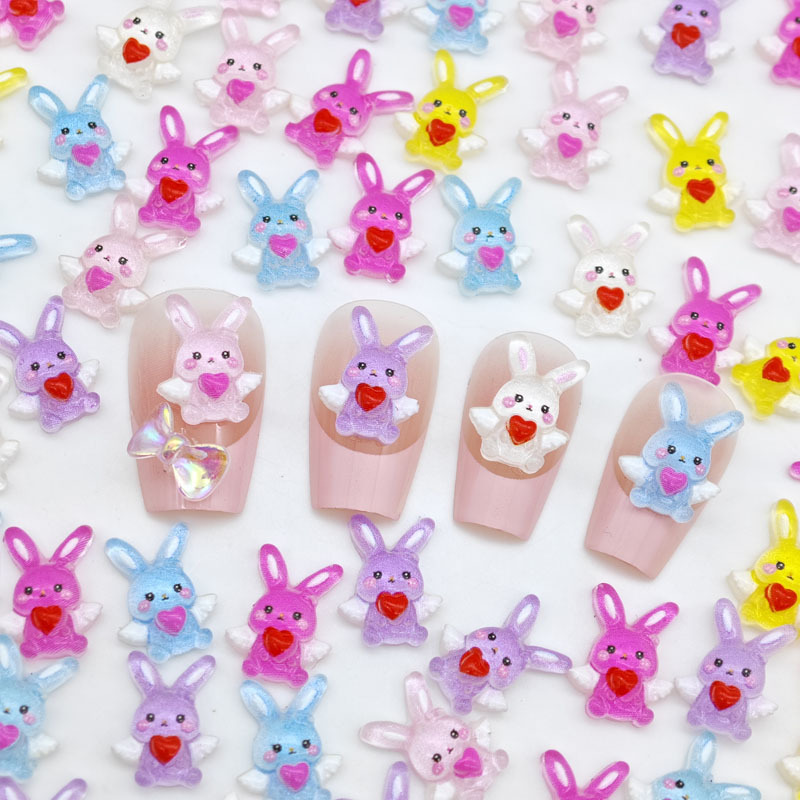 Resin Art And Decor - Neues niedliches Angel Love Cartoon-Kaninchen-Nagelkunst-Accessoire -