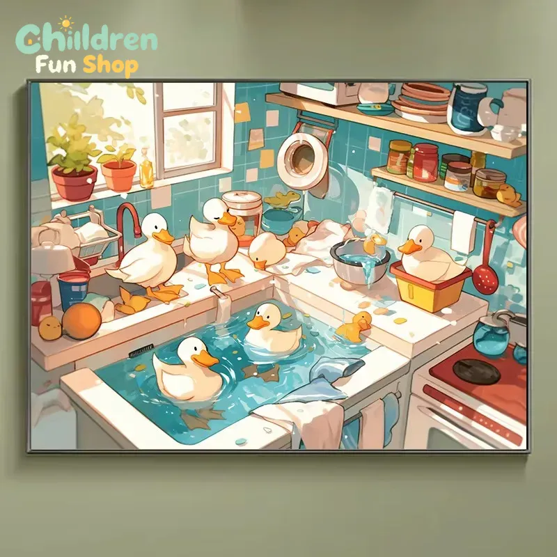 Resin Art Work - Diamantmalerei Tiermotiv Die Ente in der
