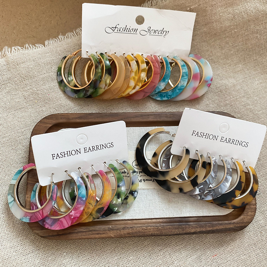 Resin Art Ring - Mode großer Kreis Acryl Ohrringe Set