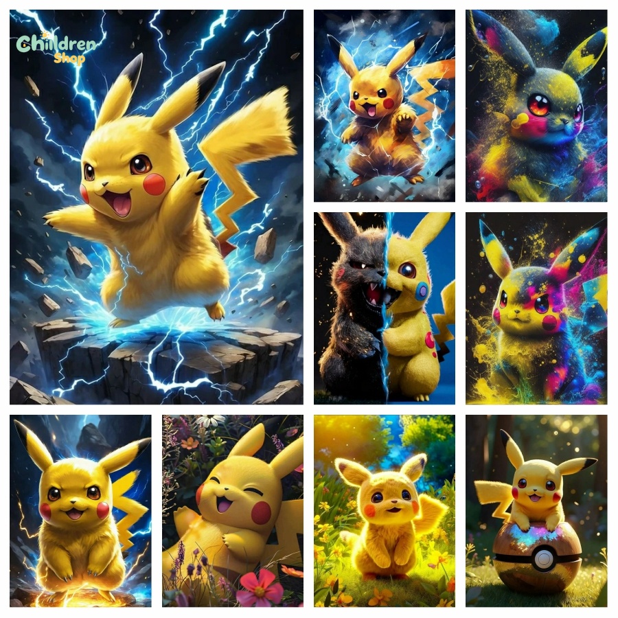 Resin Art Frame - Niedliches Pokemon Pikachu Spiel Diamant-Malerei, Süßes