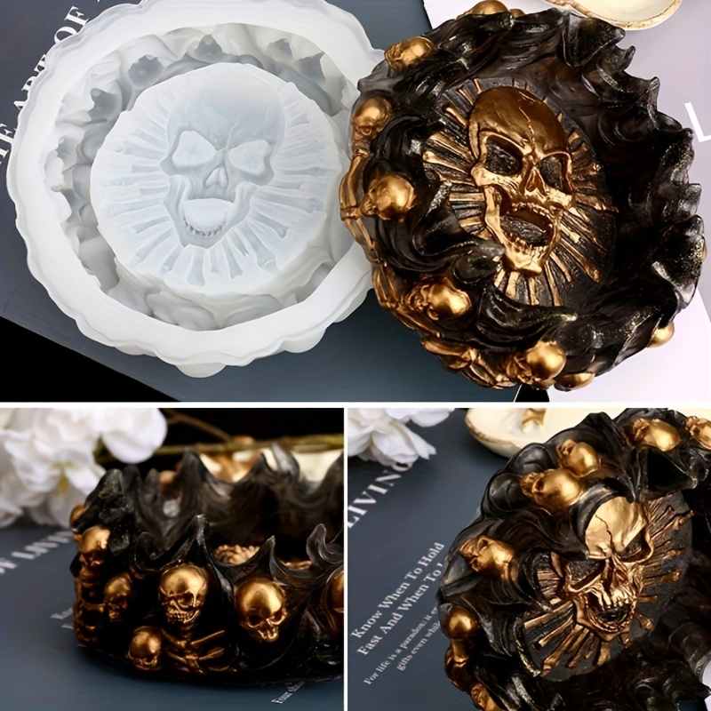 Resin Art Kit With Molds - Aschenbecher-Form, Totenkopf DIY Bastelgeschenk Epoxidharz-Gießform, Schmuckaufbewahrungsform,