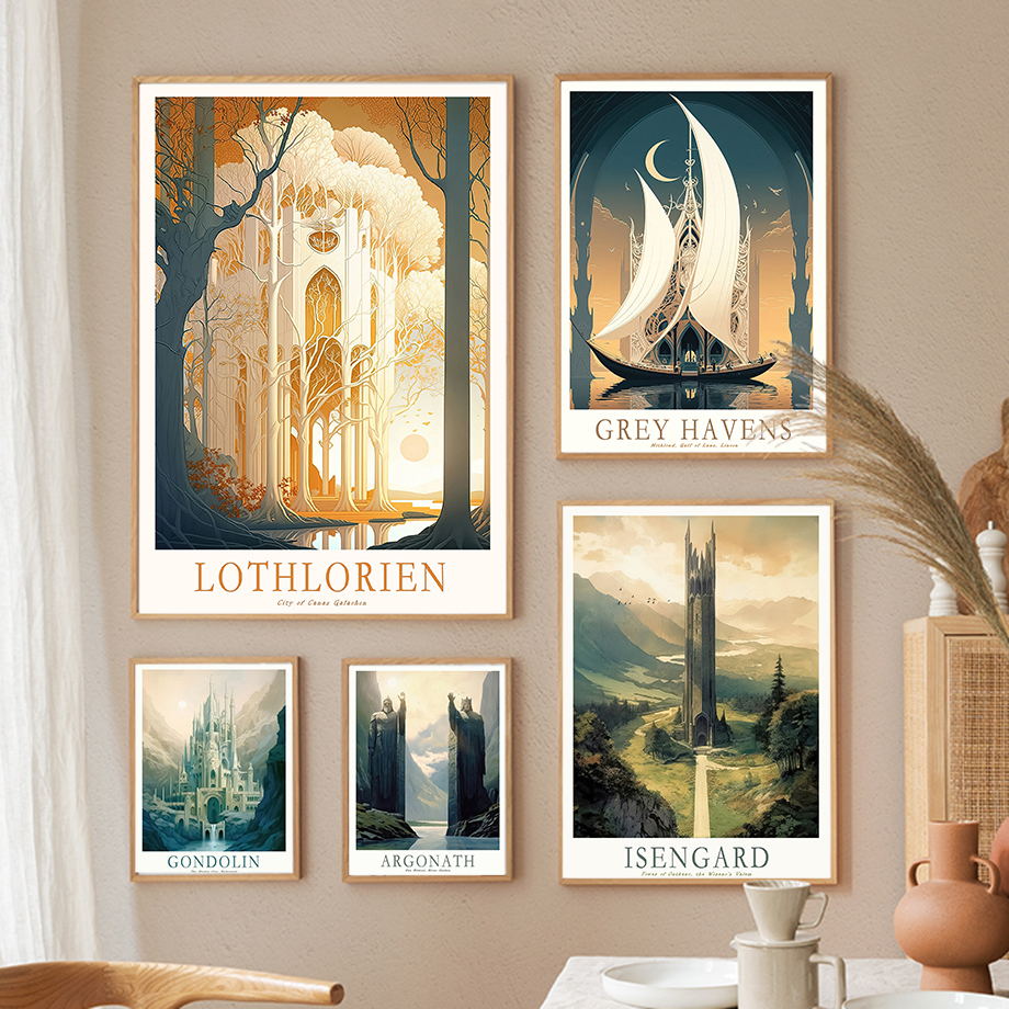 Resin Art Ring - Ring der Mittel-Erde Retro-Reiseplakat Dunkler Wald