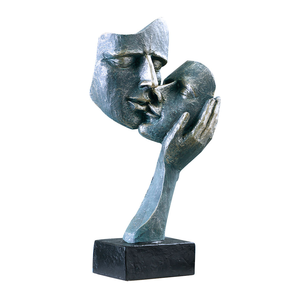 Resin Art Unique Ideas - Küssende Gesichtsmasken-Skulptur, handgefertigte Kunstharz-Wandkunst, moderne Heimdekoration