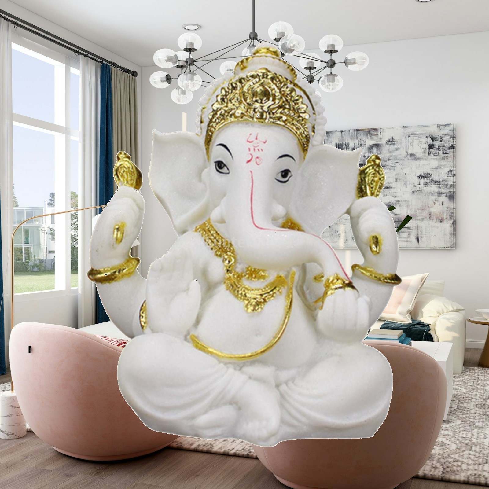Resin Art Table - Indisches Dekoratives Kunstobjekt Harz-Buddha-Skulptur Ganesha Heimdekoration