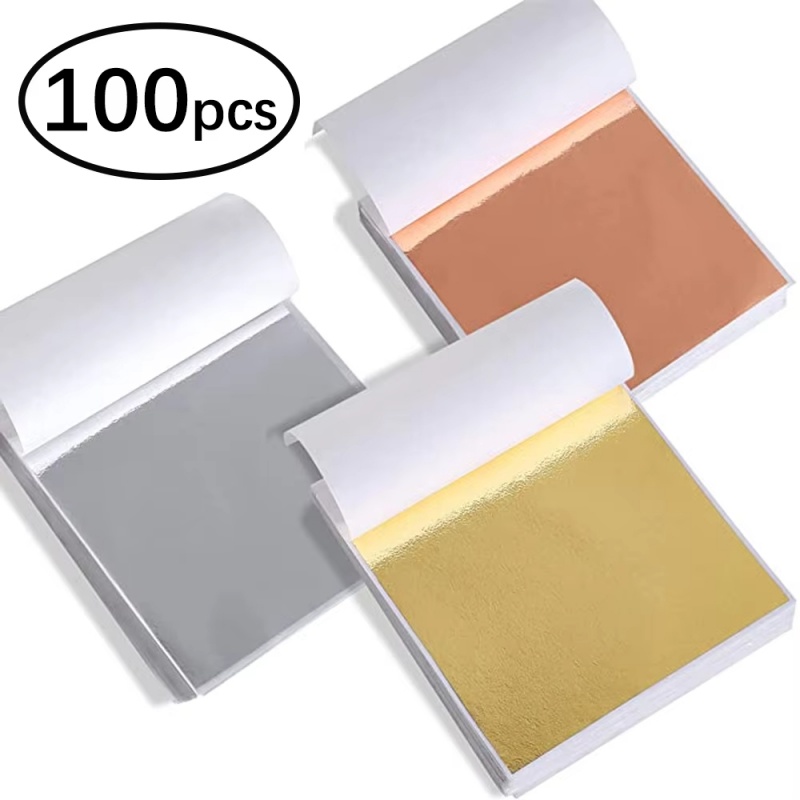Resin Art For Wedding Gift - 100 Stück Imitations-Gold-Silber-Kupferfolienblätter für DIY-Harz, Kerzen,