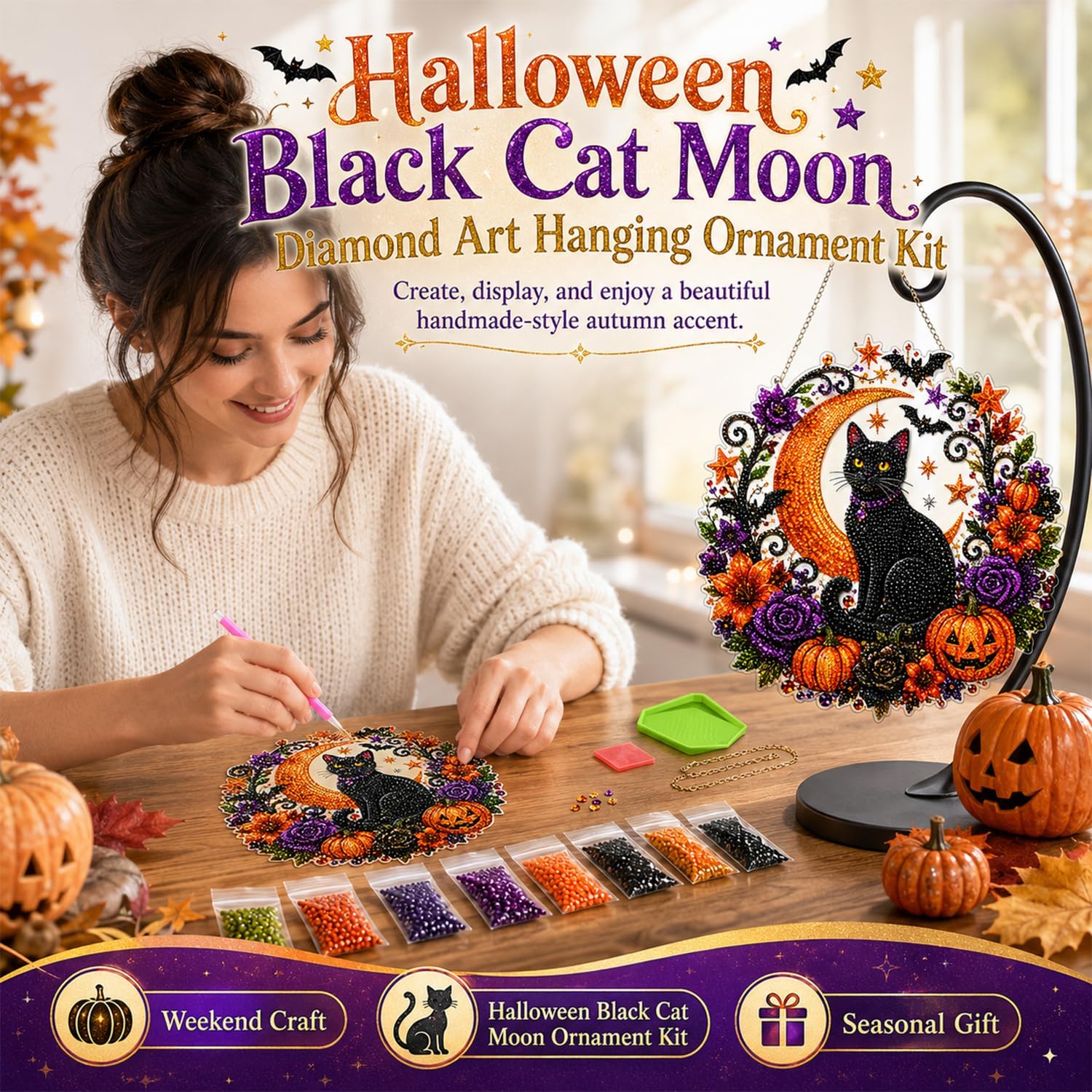 Halloween-Kürbisse Diamant-Mal – Resin Art Work Bewertung und Preis